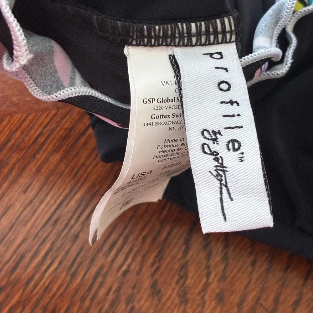 Profile‎ by Gottex Tankini 22W Black Ruched Lettuce Trim Swimsuit NWT*Read*